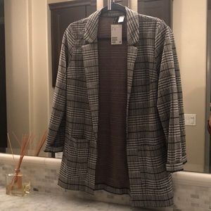 Brand New Checked Black Gray Blazer Jacket